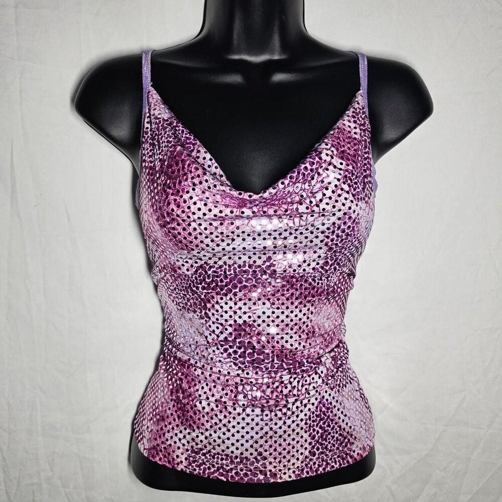 vintage y2k sequin purple cowl neck fairy whimsical top